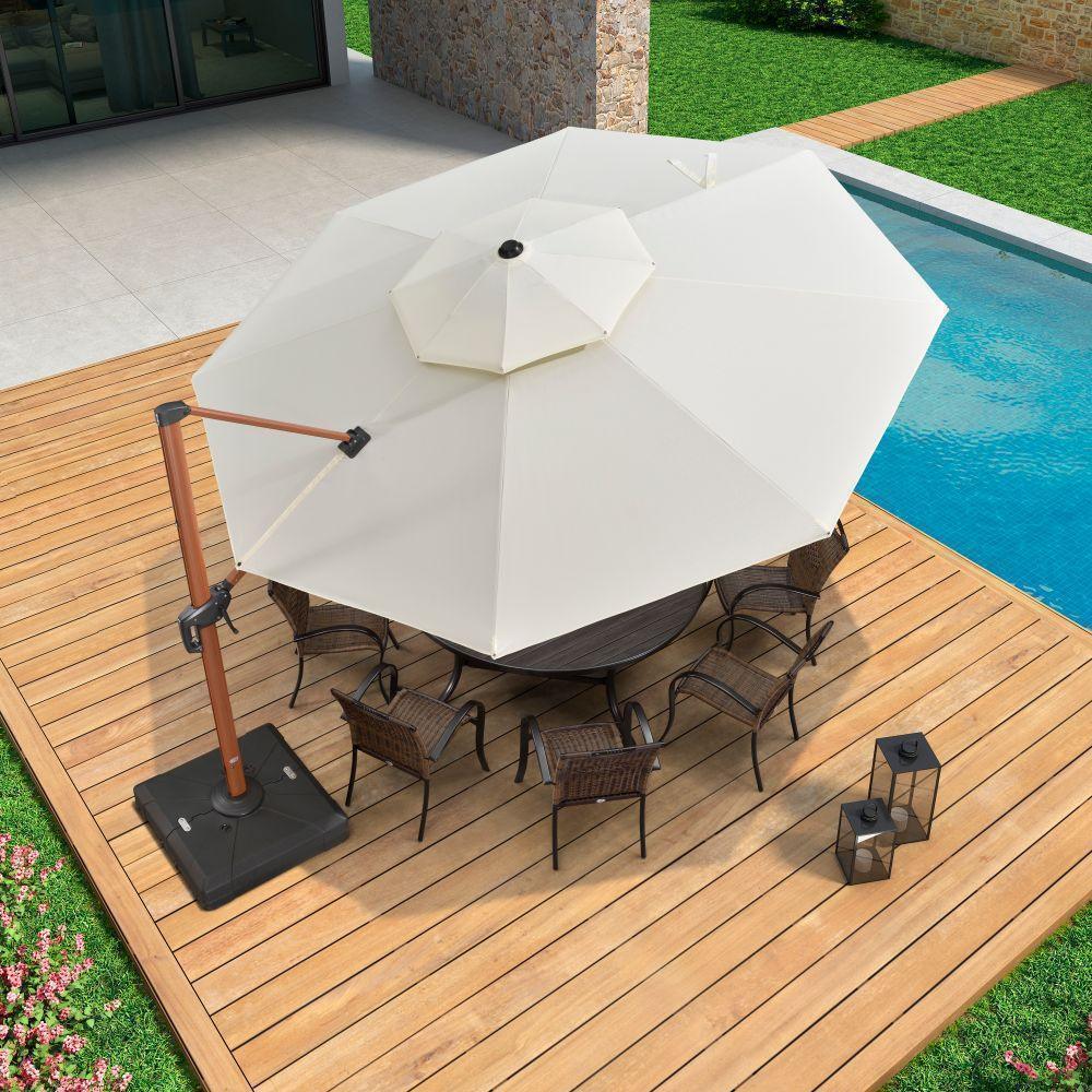 PURPLE LEAF Double Top 10 / 11 / 12 / 13 ft Round Aluminum Patio Umbrella in Wood Color - Image 48