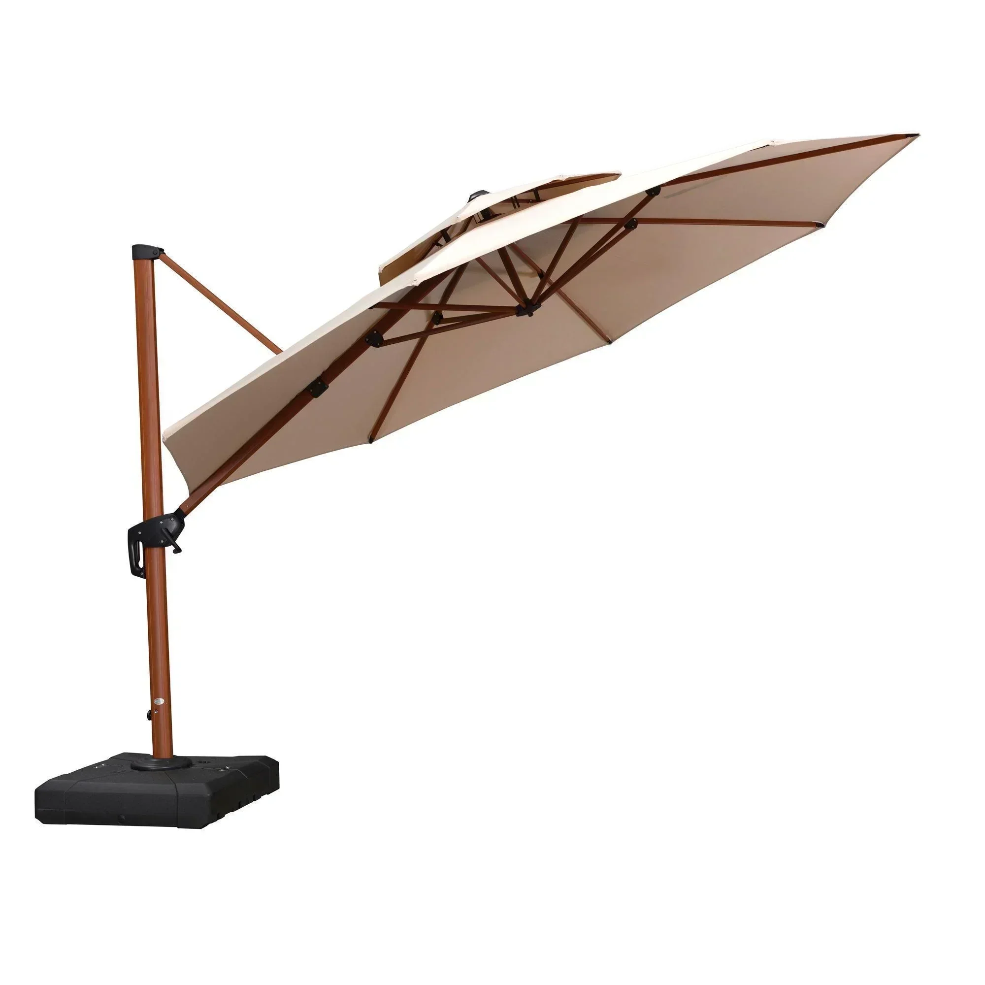 PURPLE LEAF Double Top 10 / 11 / 12 / 13 ft Round Aluminum Patio Umbrella in Wood Color - Image 49