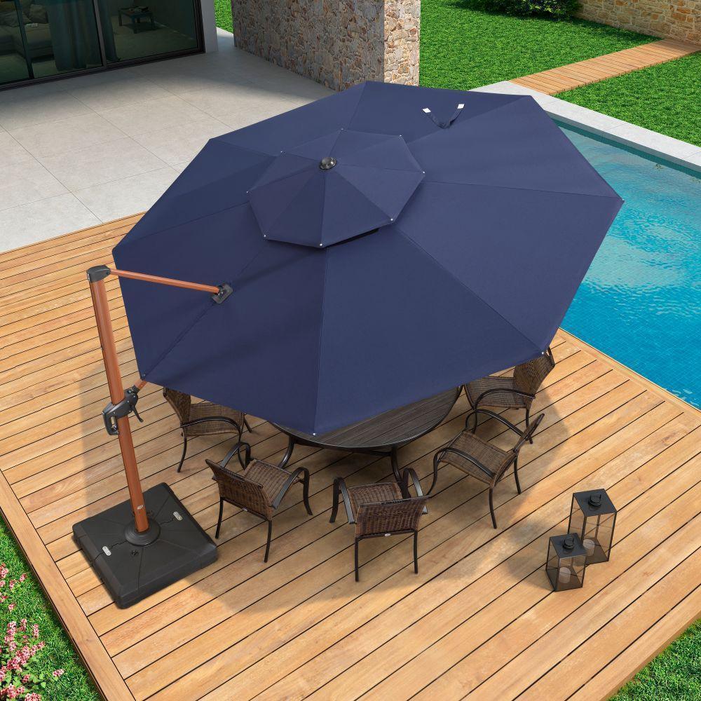 PURPLE LEAF Double Top 10 / 11 / 12 / 13 ft Round Aluminum Patio Umbrella in Wood Color - Image 52