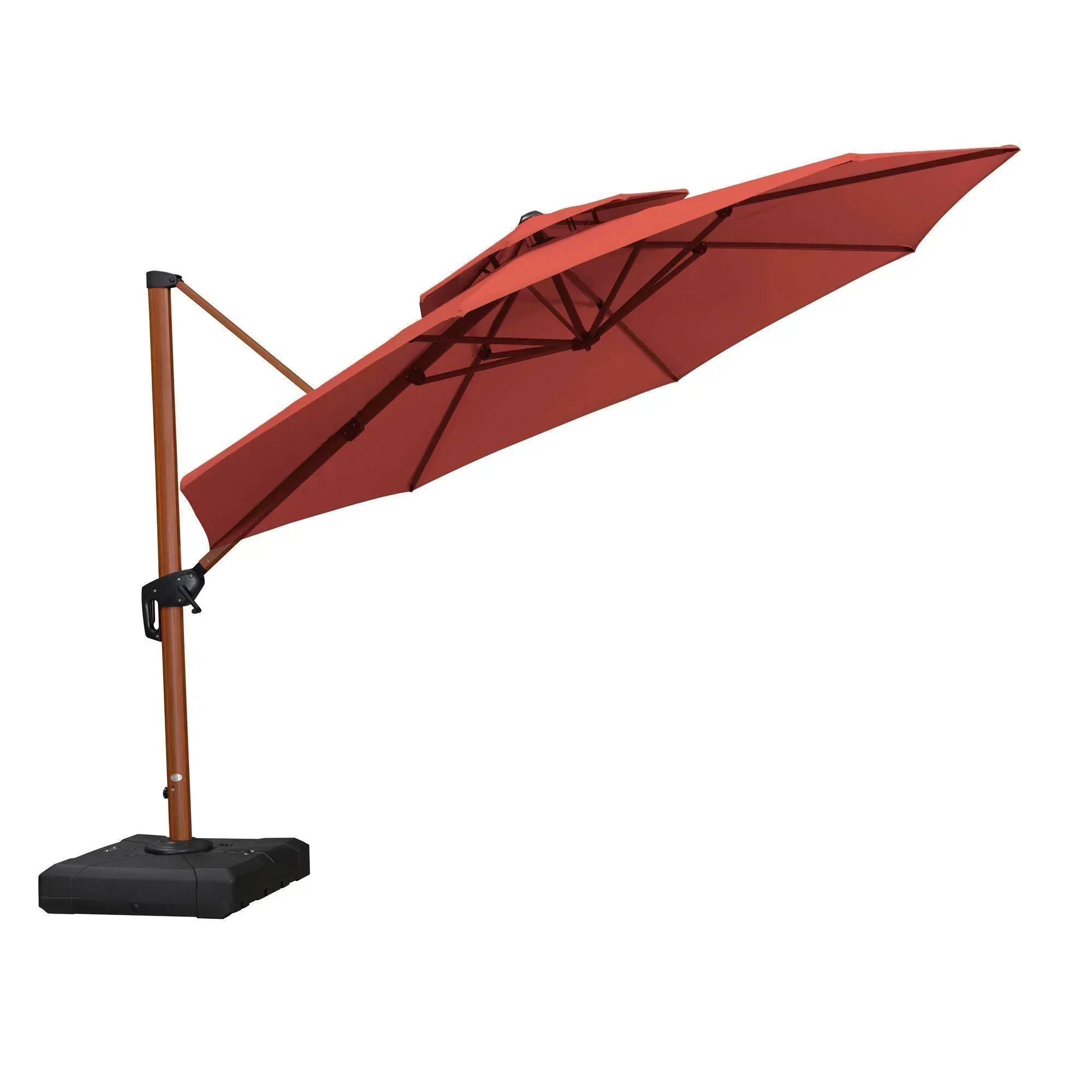 PURPLE LEAF Double Top 10 / 11 / 12 / 13 ft Round Aluminum Patio Umbrella in Wood Color - Image 57