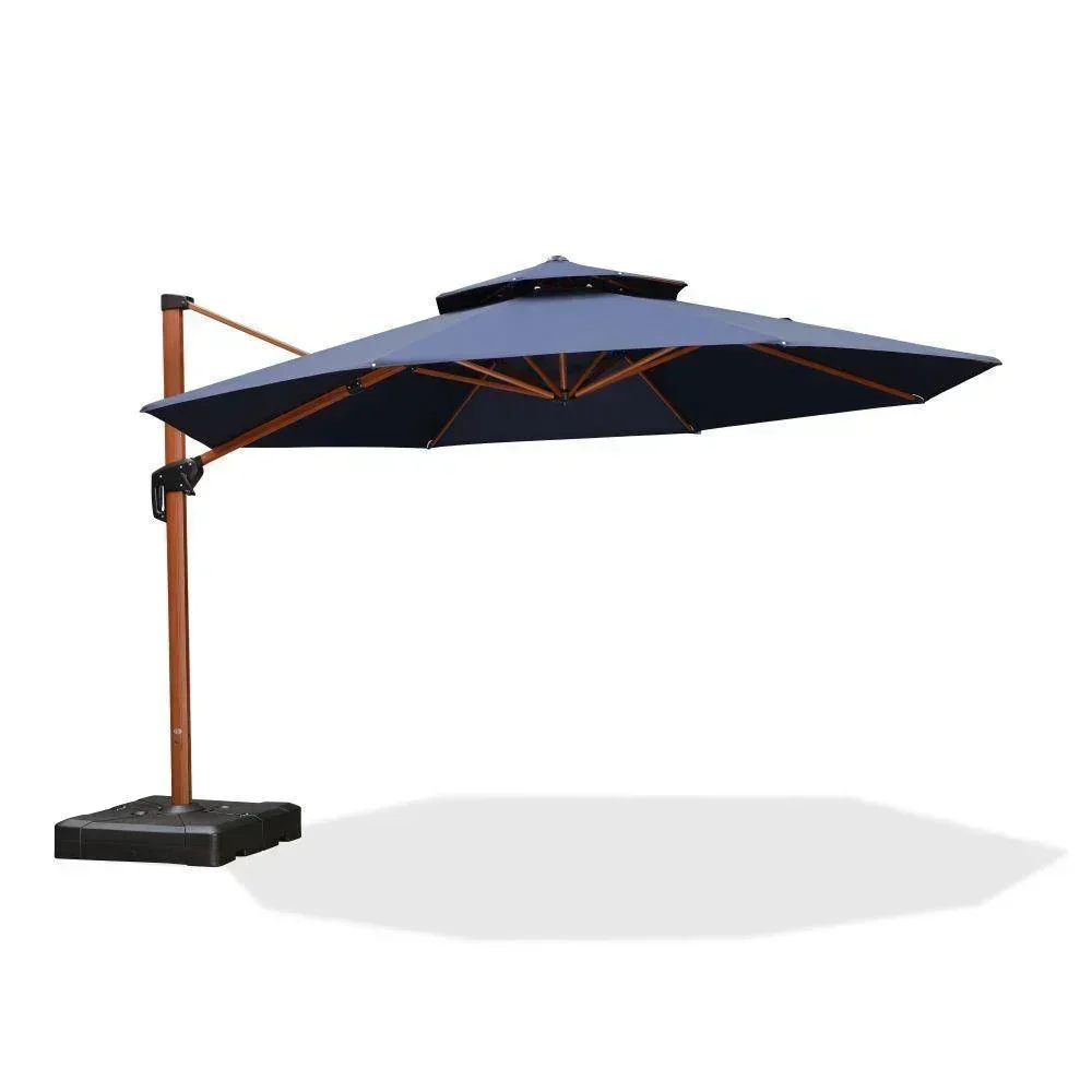 PURPLE LEAF Double Top 10 / 11 / 12 / 13 ft Round Aluminum Patio Umbrella in Wood Color - Image 62