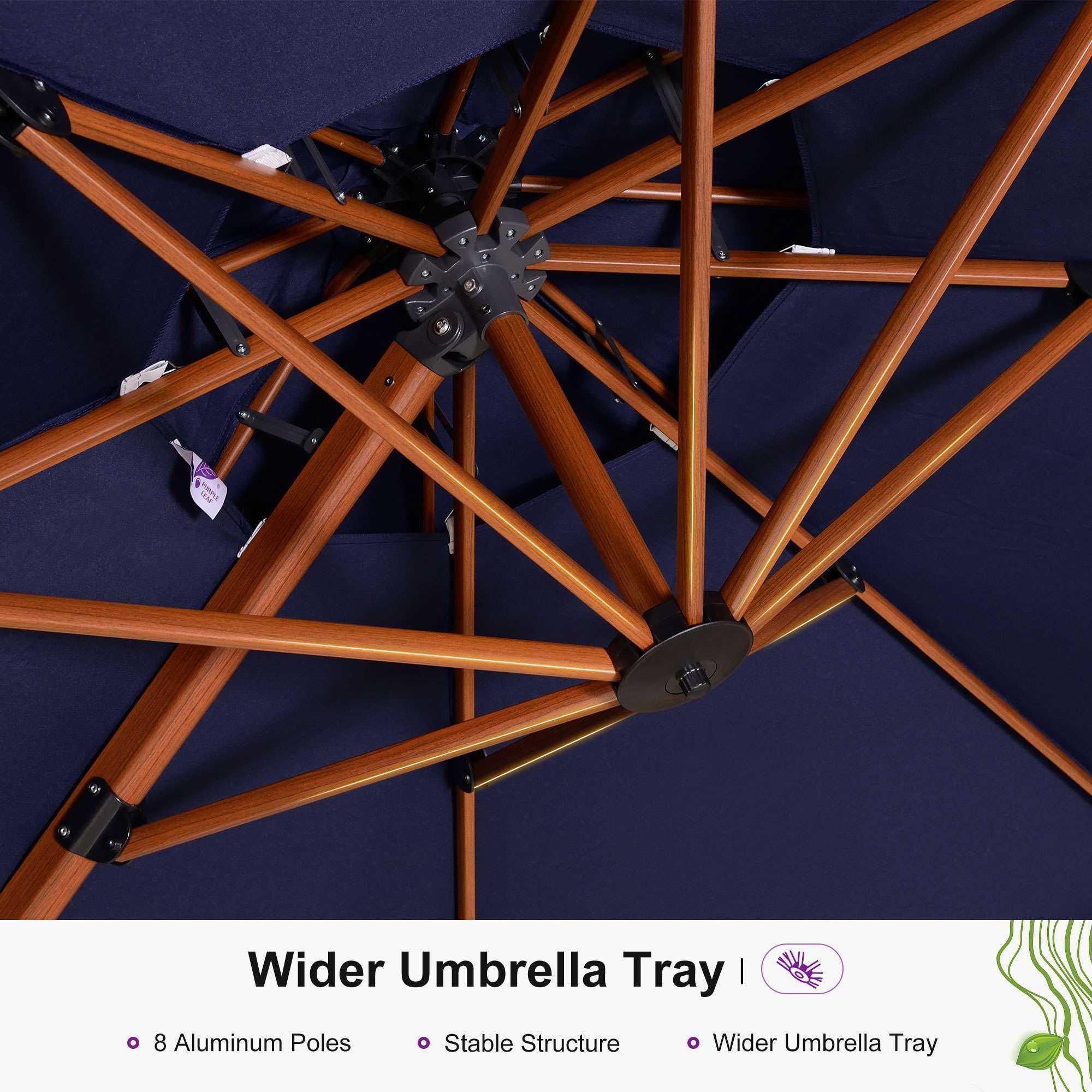PURPLE LEAF Double Top 10 / 11 / 12 / 13 ft Round Aluminum Patio Umbrella in Wood Color - Image 80