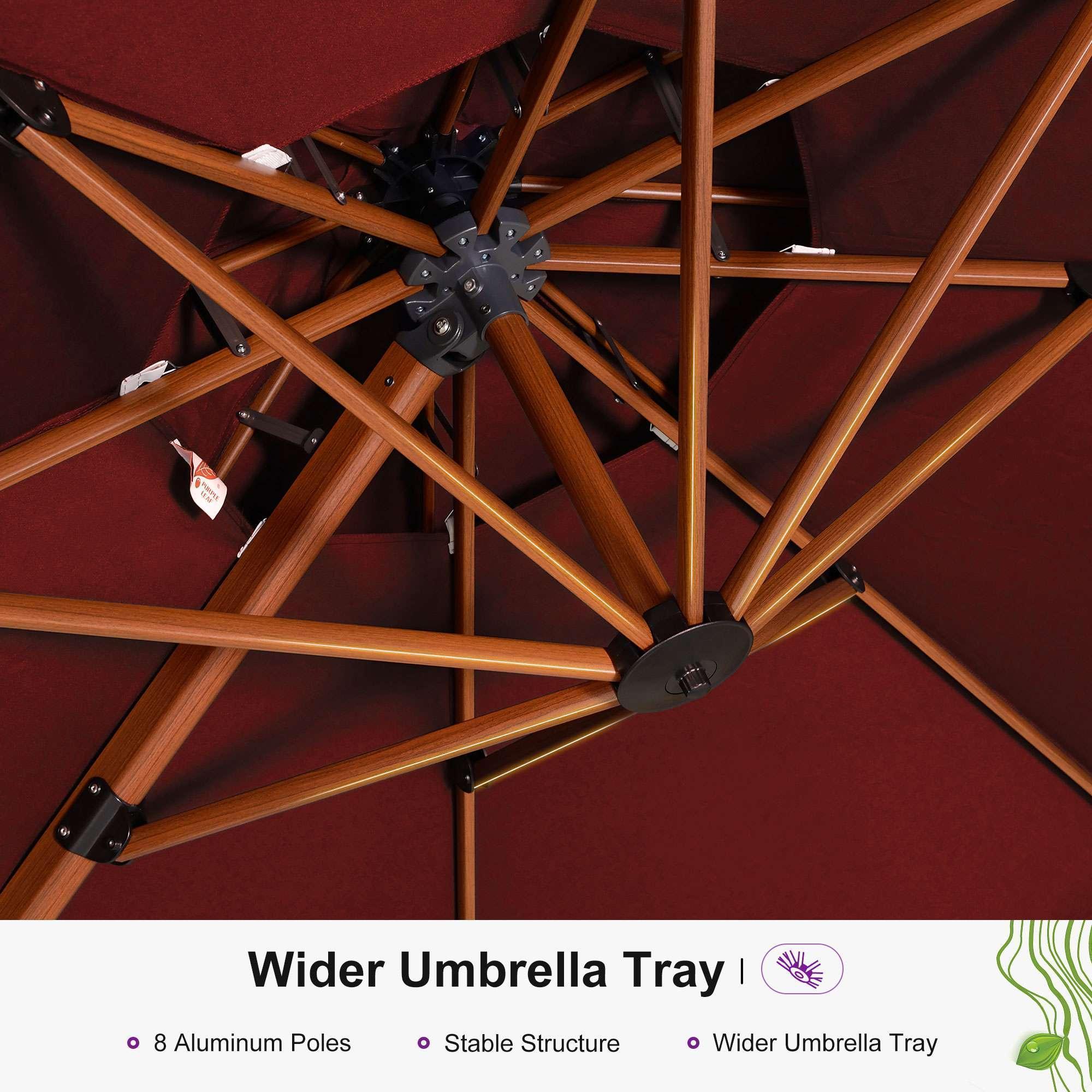 PURPLE LEAF Double Top 10 / 11 / 12 / 13 ft Round Aluminum Patio Umbrella in Wood Color - Image 84