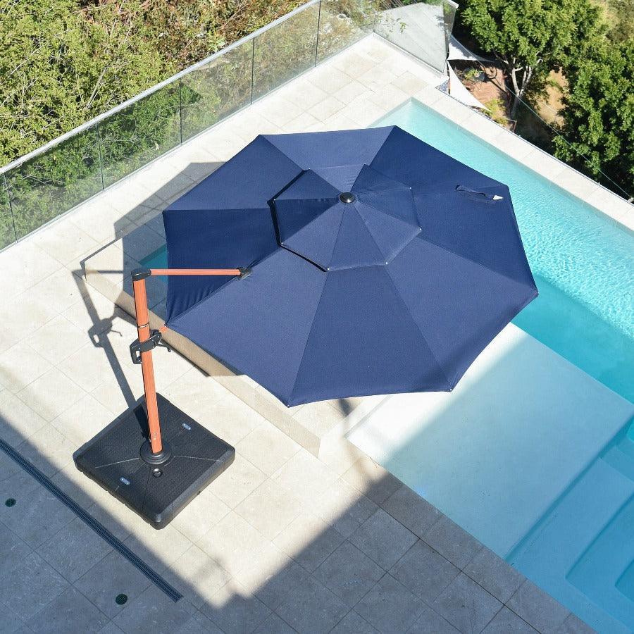 PURPLE LEAF Double Top 10 / 11 / 12 / 13 ft Round Aluminum Patio Umbrella in Wood Color - Image 9